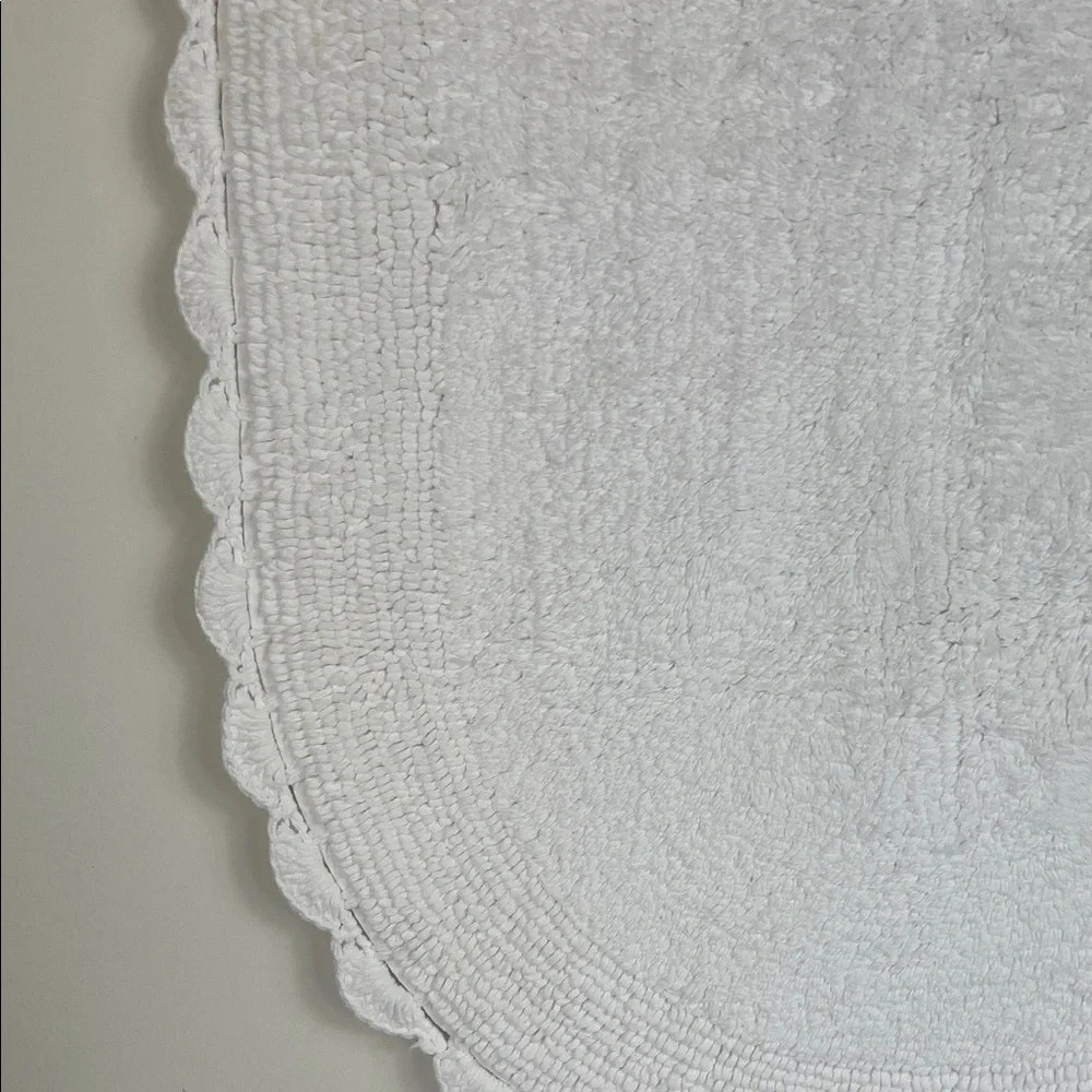 Shabby Chic Crochet Bath Mat Rug 100% Cotton White Oval 21